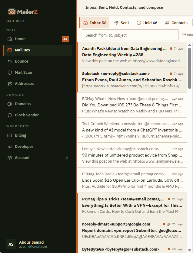 Inbound mail accepted for a verified domain alias
